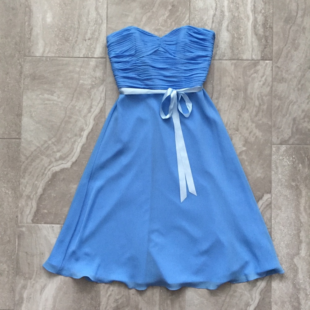 David’s Bridal blue strapless dress size 8